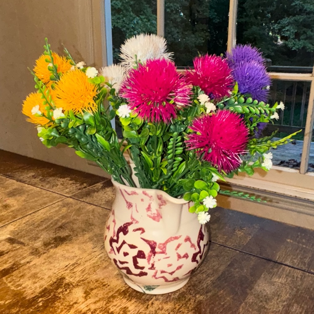 4 Bundles Artificial Flowers Fake Outdoor Plants Faux Vibrant Multicolor